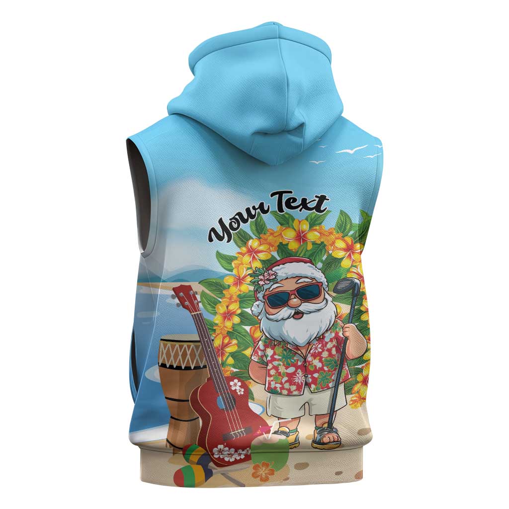 Personalized Hawaii Golf Christmas Sleeveless Hoodie Mele Kalikimaka Funny Golfer Santa - Wonder Print Shop