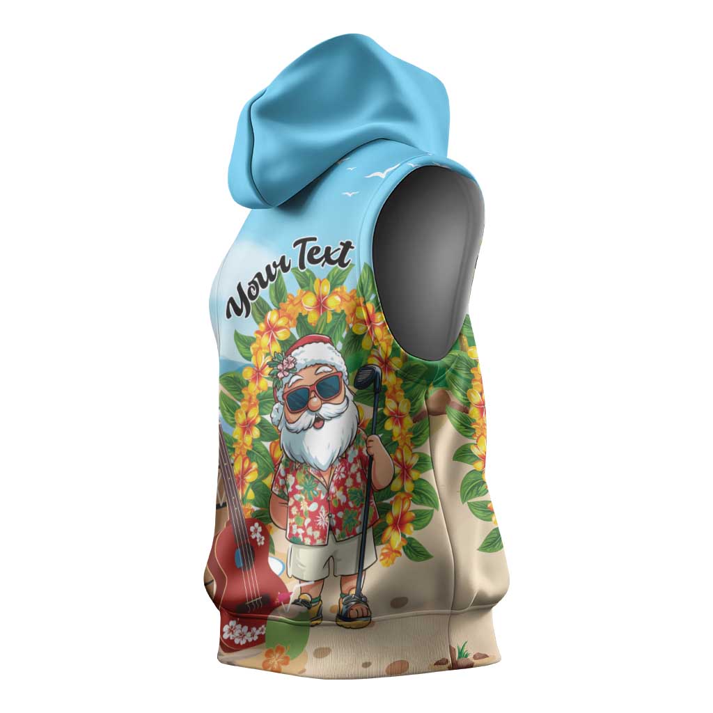 Personalized Hawaii Golf Christmas Sleeveless Hoodie Mele Kalikimaka Funny Golfer Santa - Wonder Print Shop