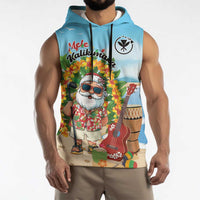 Personalized Hawaii Golf Christmas Sleeveless Hoodie Mele Kalikimaka Funny Golfer Santa - Wonder Print Shop