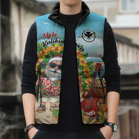 Personalized Hawaii Golf Christmas Sleeveless Puffer Jacket Mele Kalikimaka Funny Golfer Santa - Wonder Print Shop