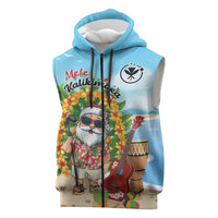 Personalized Hawaii Golf Christmas Sleeveless Zip Hoodie Mele Kalikimaka Funny Golfer Santa - Wonder Print Shop