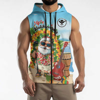 Personalized Hawaii Golf Christmas Sleeveless Zip Hoodie Mele Kalikimaka Funny Golfer Santa - Wonder Print Shop