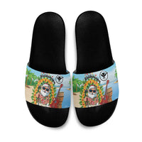 Hawaii Golf Christmas Slide Sandals Mele Kalikimaka Funny Golfer Santa - Wonder Print Shop