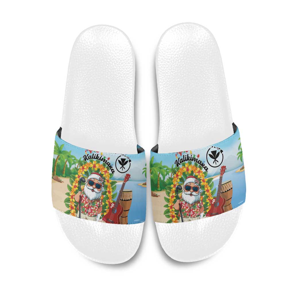 Hawaii Golf Christmas Slide Sandals Mele Kalikimaka Funny Golfer Santa - Wonder Print Shop