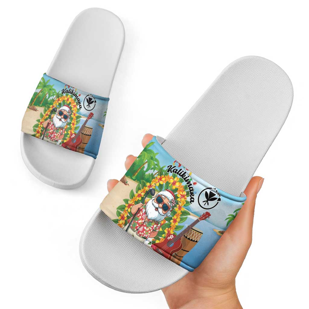 Hawaii Golf Christmas Slide Sandals Mele Kalikimaka Funny Golfer Santa - Wonder Print Shop