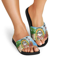 Hawaii Golf Christmas Slide Sandals Mele Kalikimaka Funny Golfer Santa - Wonder Print Shop