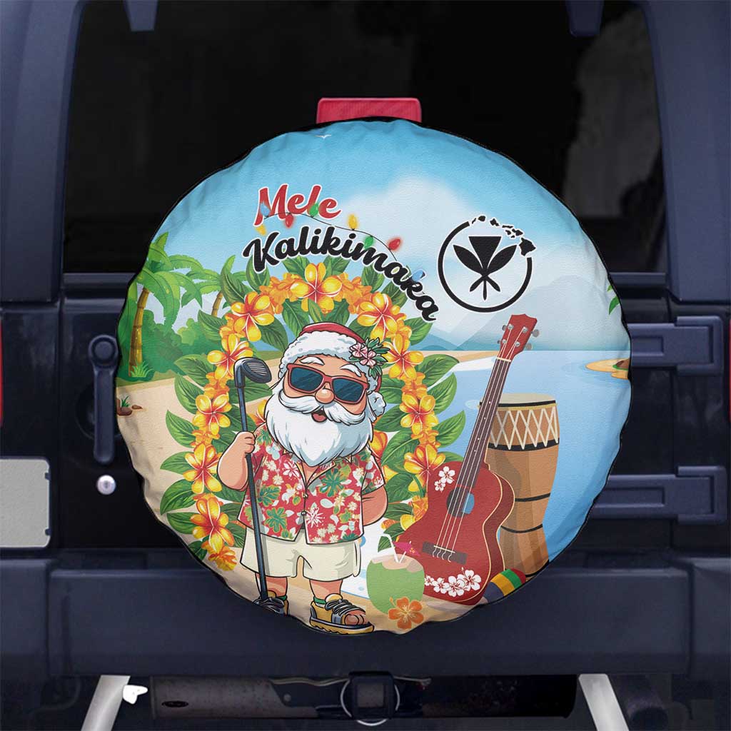 Hawaii Golf Christmas Spare Tire Cover Mele Kalikimaka Funny Golfer Santa - Wonder Print Shop