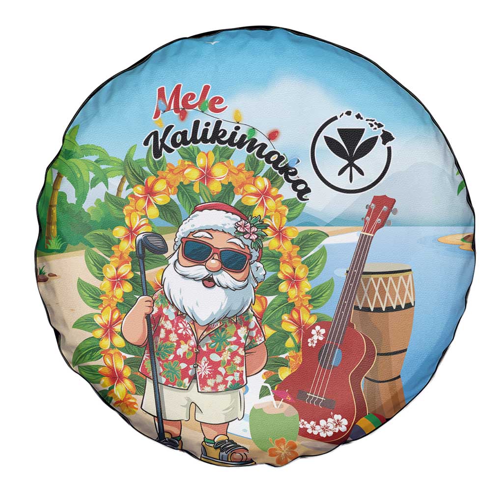 Hawaii Golf Christmas Spare Tire Cover Mele Kalikimaka Funny Golfer Santa - Wonder Print Shop