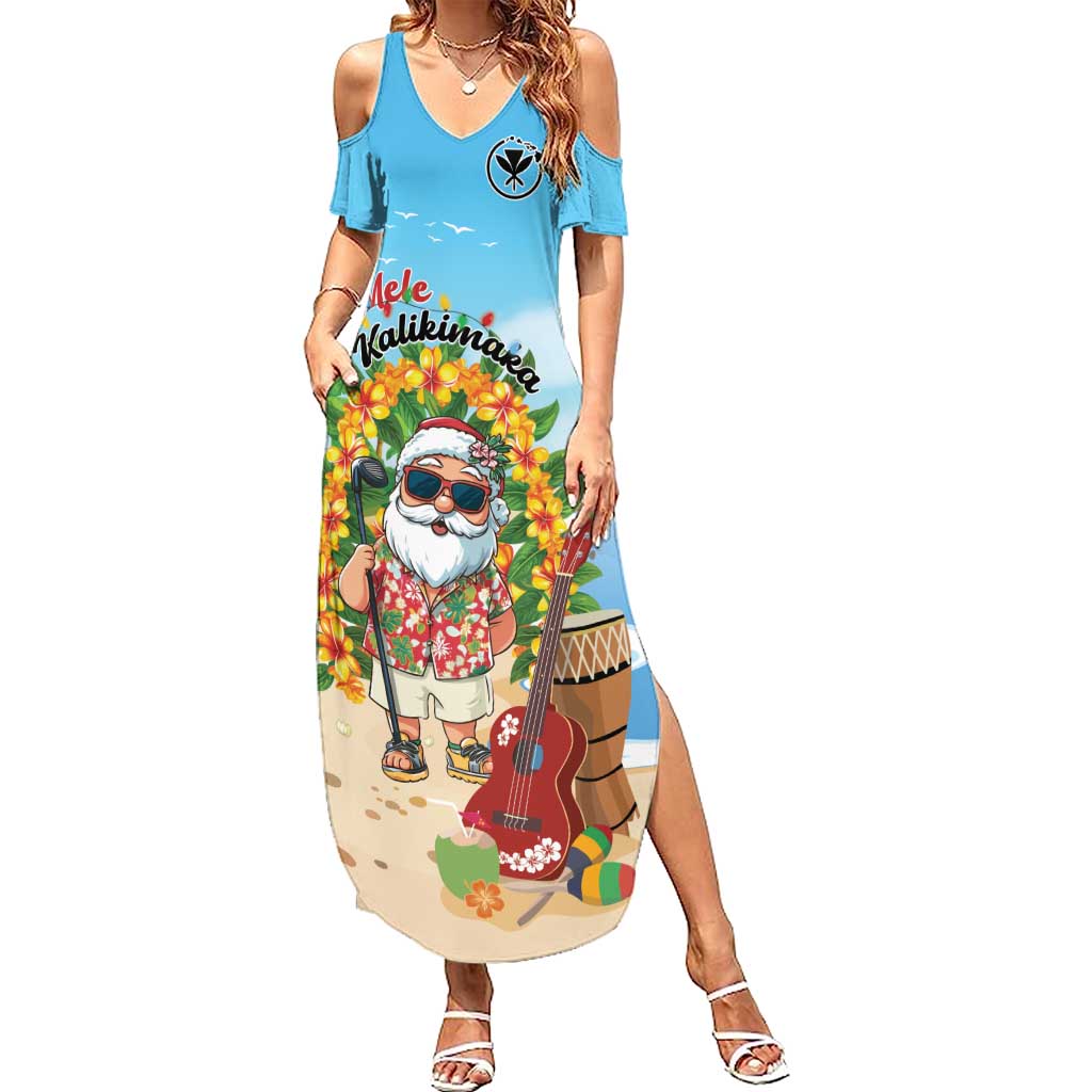 Personalized Hawaii Golf Christmas Summer Maxi Dress Mele Kalikimaka Funny Golfer Santa - Wonder Print Shop
