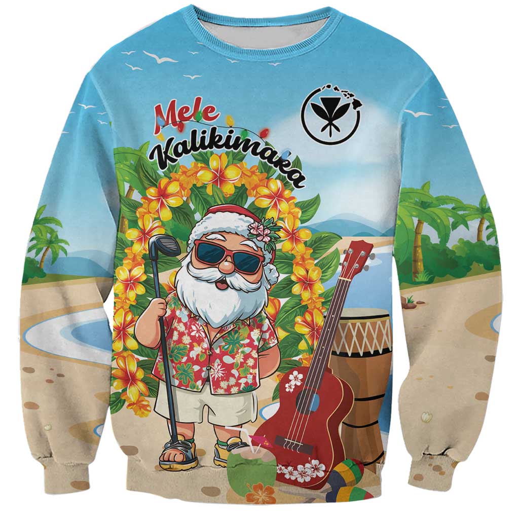 Personalized Hawaii Golf Christmas Sweatshirt Mele Kalikimaka Funny Golfer Santa - Wonder Print Shop