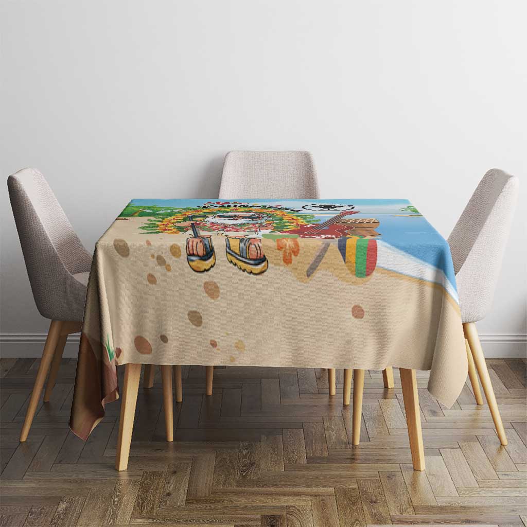 Hawaii Golf Christmas Tablecloth Mele Kalikimaka Funny Golfer Santa - Wonder Print Shop