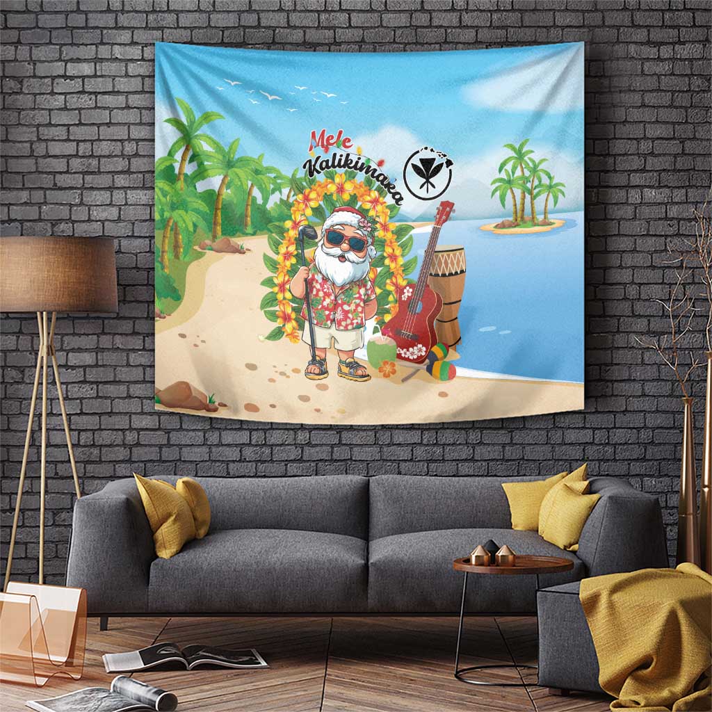 Hawaii Golf Christmas Tapestry Mele Kalikimaka Funny Golfer Santa - Wonder Print Shop