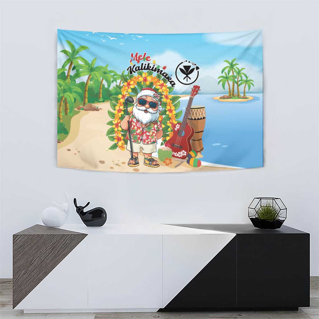 Hawaii Golf Christmas Tapestry Mele Kalikimaka Funny Golfer Santa - Wonder Print Shop