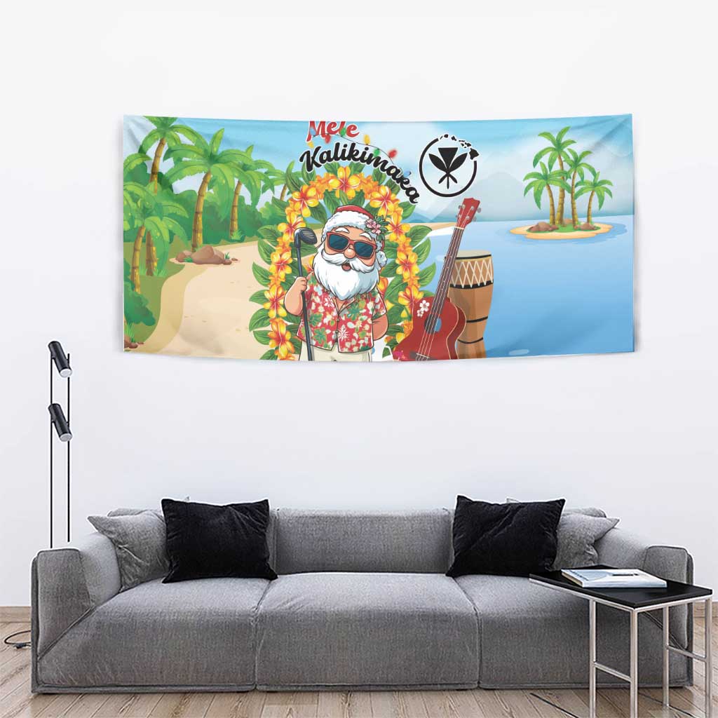 Hawaii Golf Christmas Tapestry Mele Kalikimaka Funny Golfer Santa - Wonder Print Shop