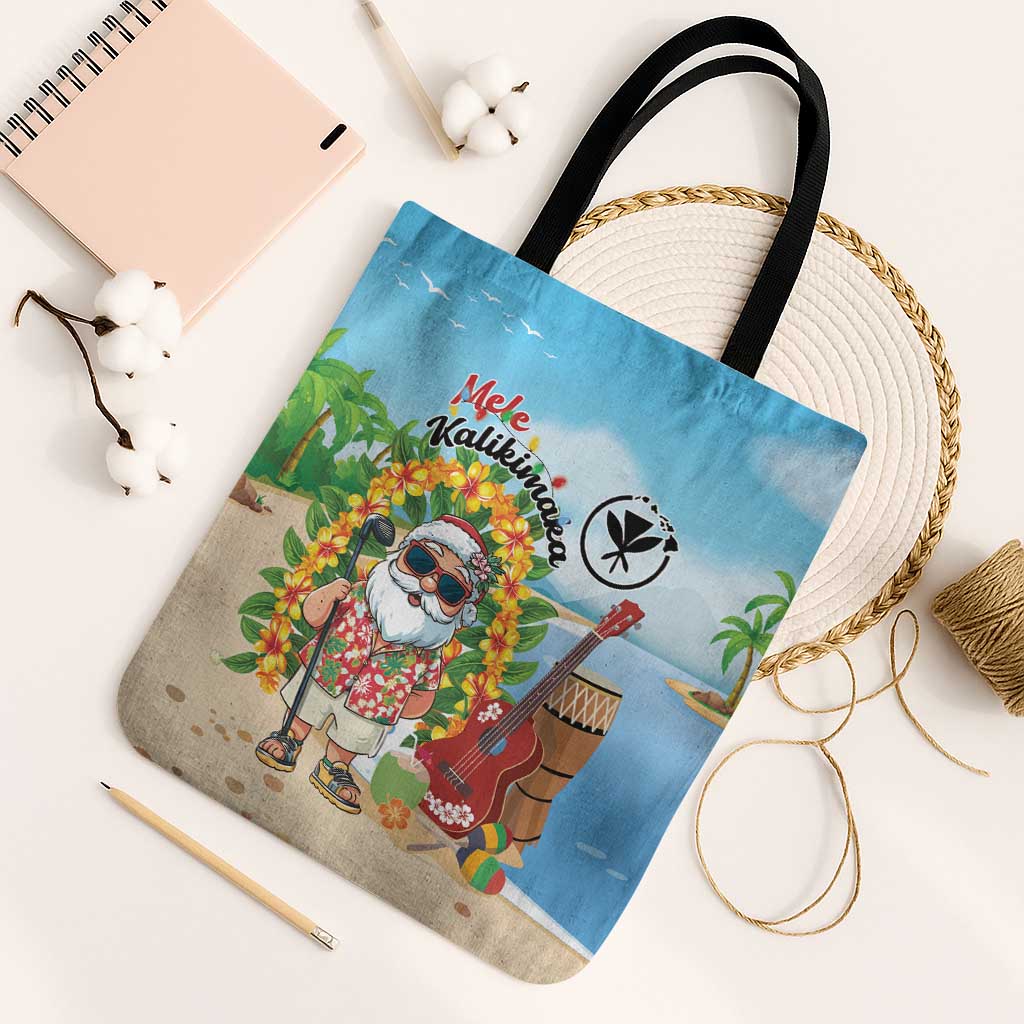 Hawaii Golf Christmas Tote Bag Mele Kalikimaka Funny Golfer Santa - Wonder Print Shop