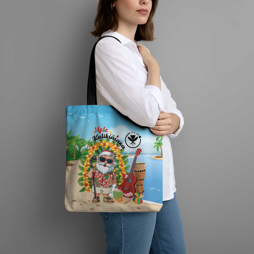 Hawaii Golf Christmas Tote Bag Mele Kalikimaka Funny Golfer Santa - Wonder Print Shop