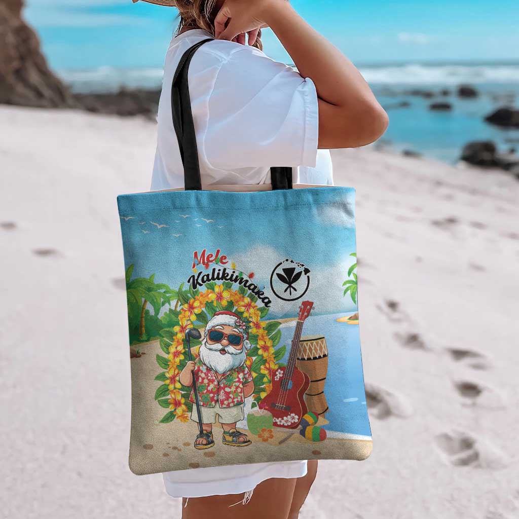 Hawaii Golf Christmas Tote Bag Mele Kalikimaka Funny Golfer Santa - Wonder Print Shop
