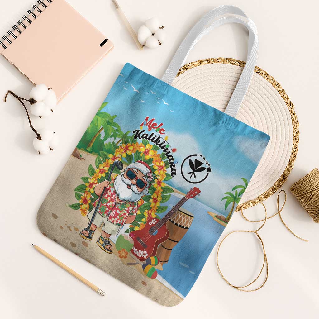 Hawaii Golf Christmas Tote Bag Mele Kalikimaka Funny Golfer Santa - Wonder Print Shop