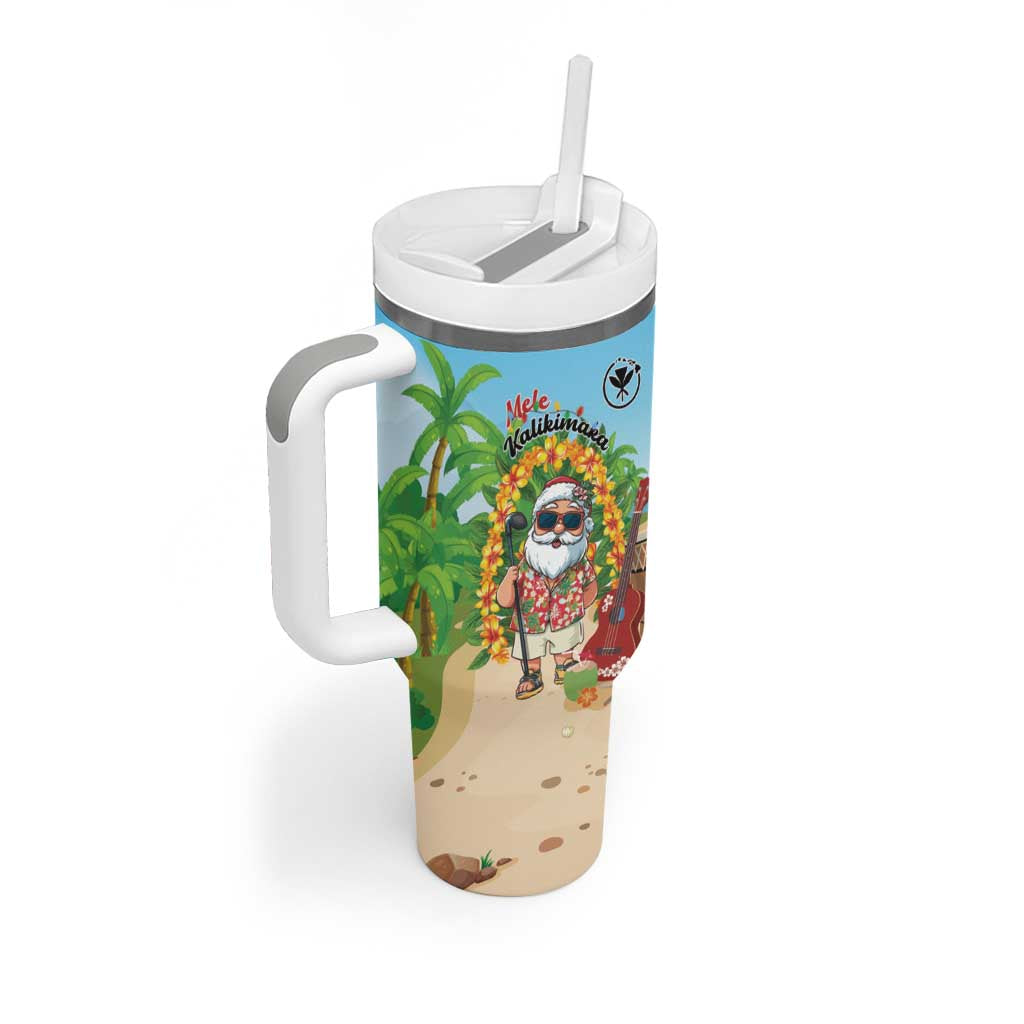 Personalized Hawaii Golf Christmas Tumbler With Handle Mele Kalikimaka Funny Golfer Santa - Wonder Print Shop