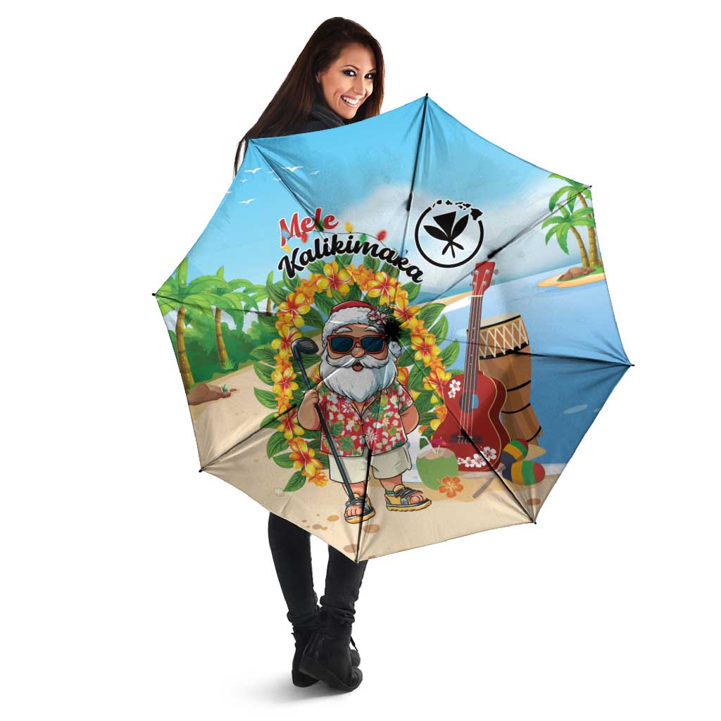 Hawaii Golf Christmas Umbrella Mele Kalikimaka Funny Golfer Santa - Wonder Print Shop