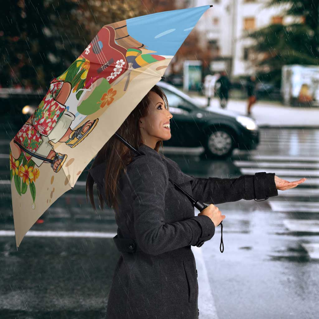 Hawaii Golf Christmas Umbrella Mele Kalikimaka Funny Golfer Santa - Wonder Print Shop