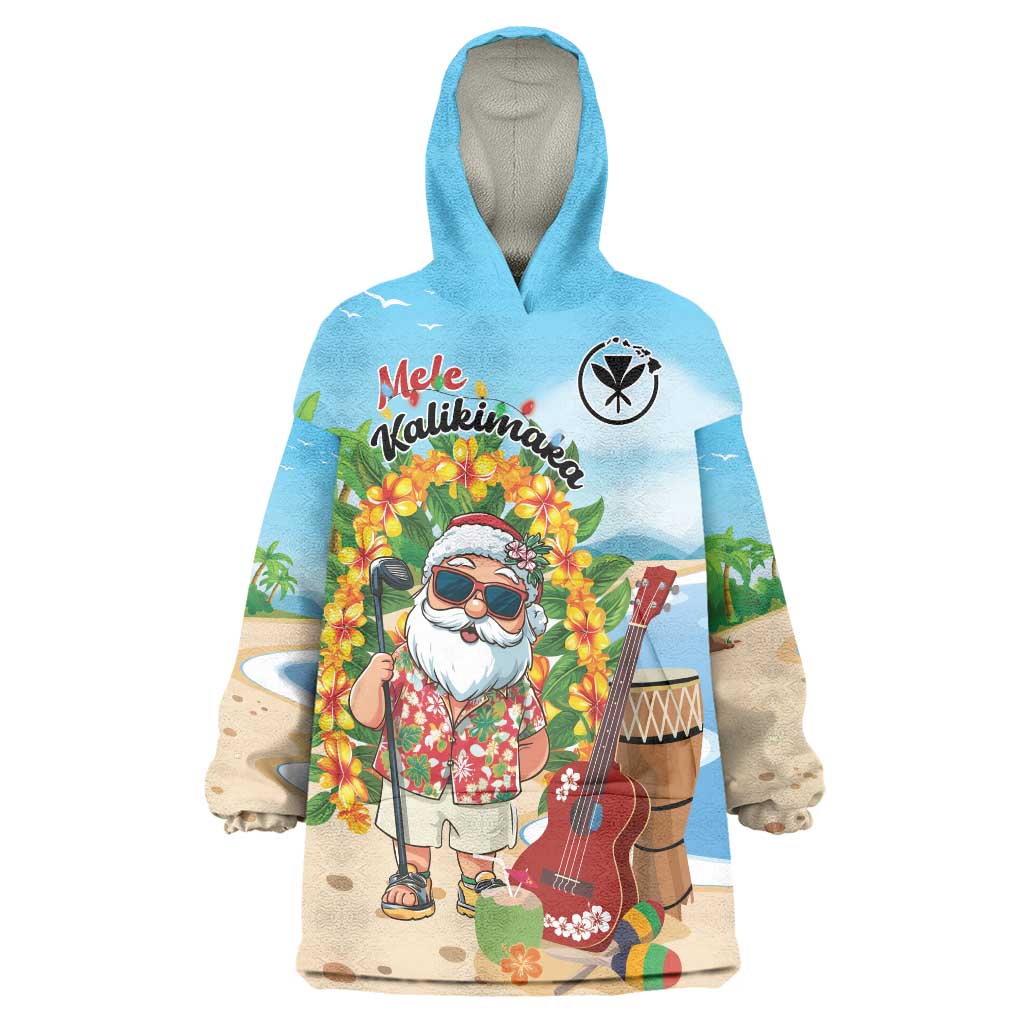 Personalized Hawaii Golf Christmas Wearable Blanket Hoodie Mele Kalikimaka Funny Golfer Santa - Wonder Print Shop