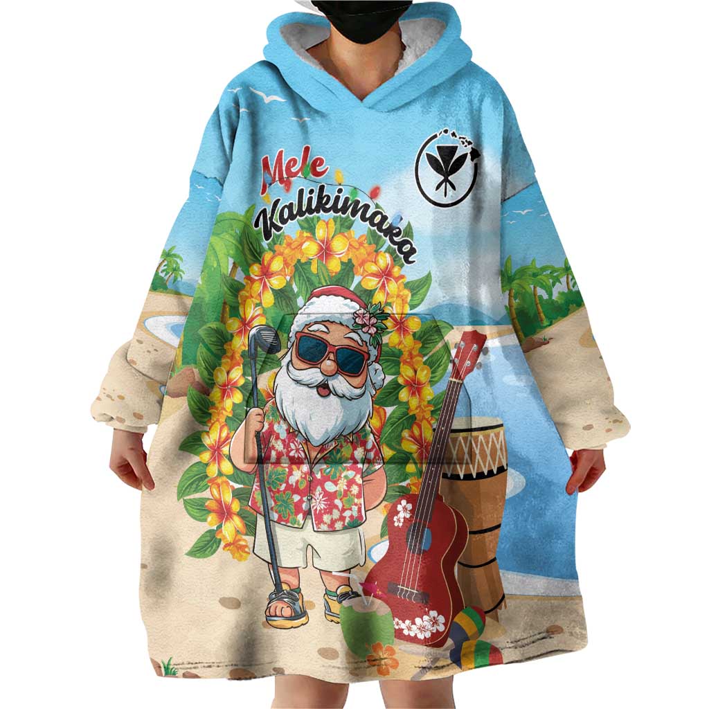 Personalized Hawaii Golf Christmas Wearable Blanket Hoodie Mele Kalikimaka Funny Golfer Santa - Wonder Print Shop
