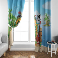 Hawaii Golf Christmas Window Curtain Mele Kalikimaka Funny Golfer Santa - Wonder Print Shop