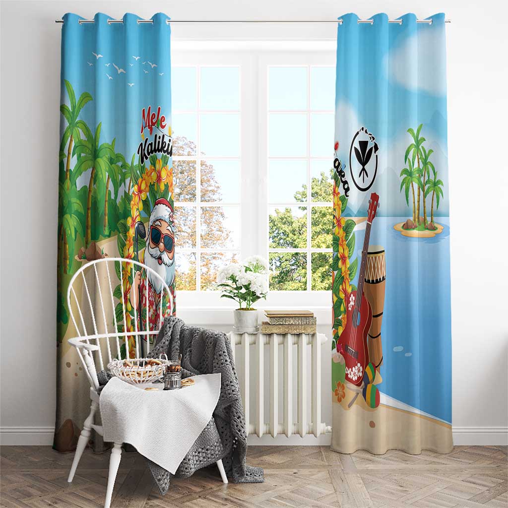 Hawaii Golf Christmas Window Curtain Mele Kalikimaka Funny Golfer Santa - Wonder Print Shop