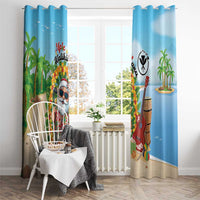 Hawaii Golf Christmas Window Curtain Mele Kalikimaka Funny Golfer Santa - Wonder Print Shop