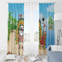 Hawaii Golf Christmas Window Curtain Mele Kalikimaka Funny Golfer Santa - Wonder Print Shop