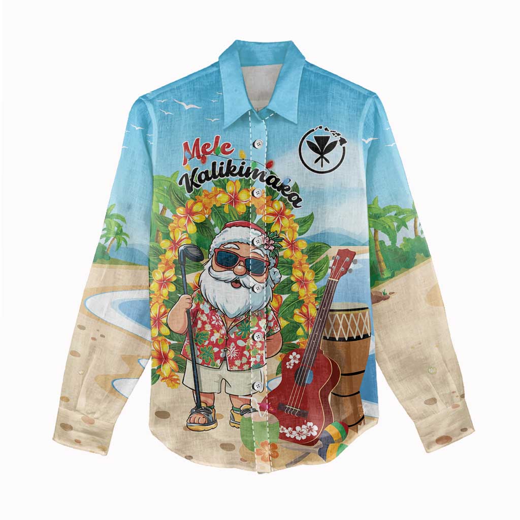Personalized Hawaii Golf Christmas Women Casual Shirt Mele Kalikimaka Funny Golfer Santa - Wonder Print Shop