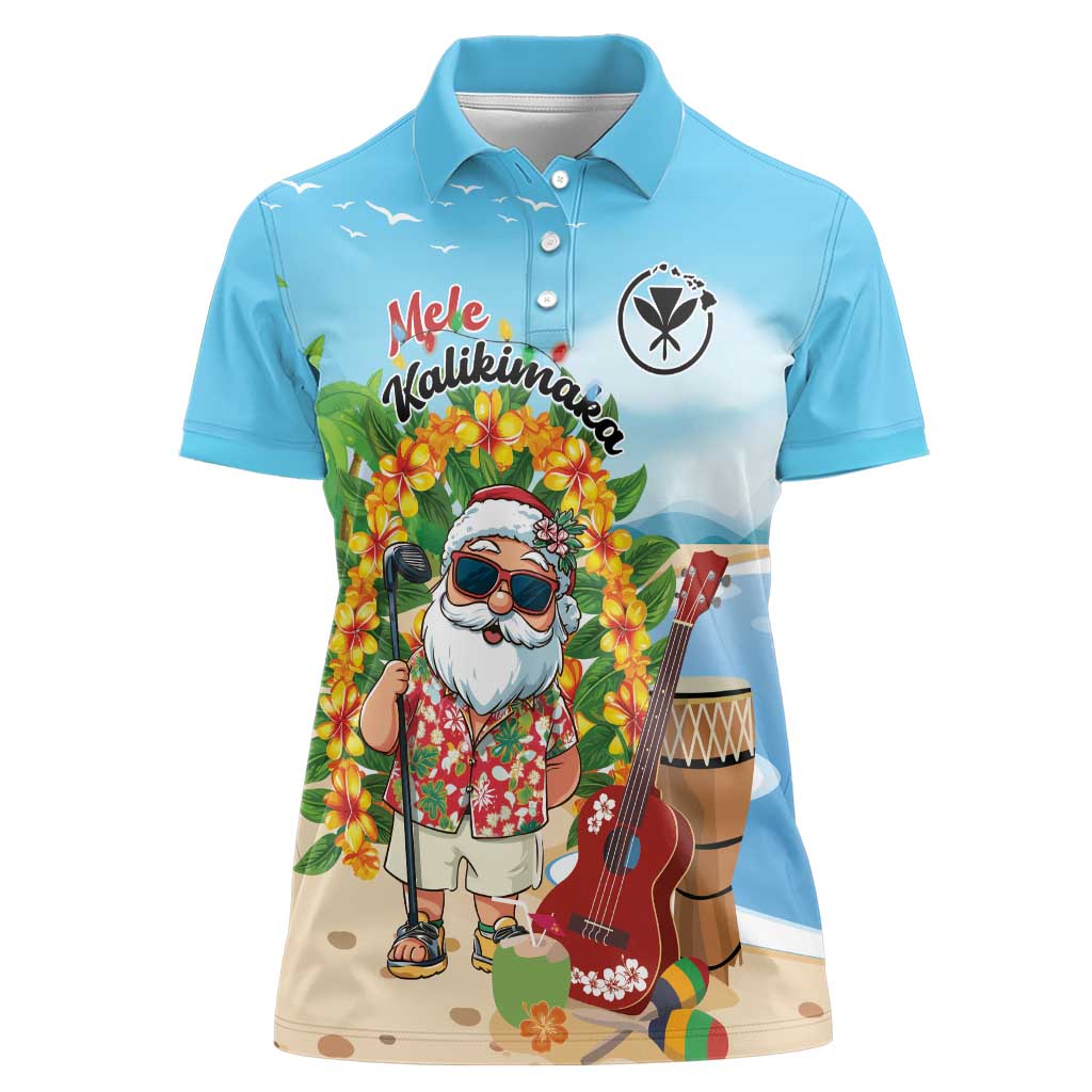 Personalized Hawaii Golf Christmas Women Polo Shirt Mele Kalikimaka Funny Golfer Santa - Wonder Print Shop