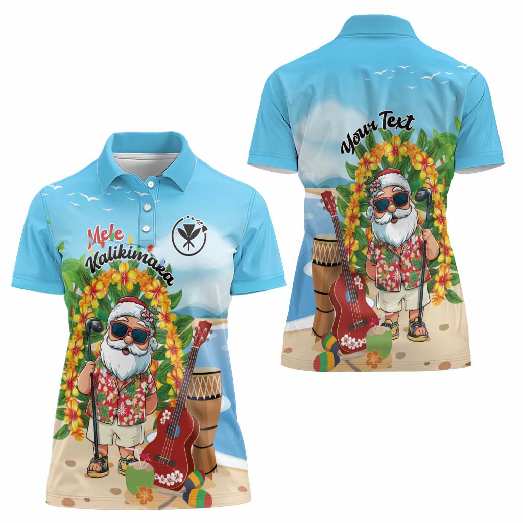 Personalized Hawaii Golf Christmas Women Polo Shirt Mele Kalikimaka Funny Golfer Santa - Wonder Print Shop