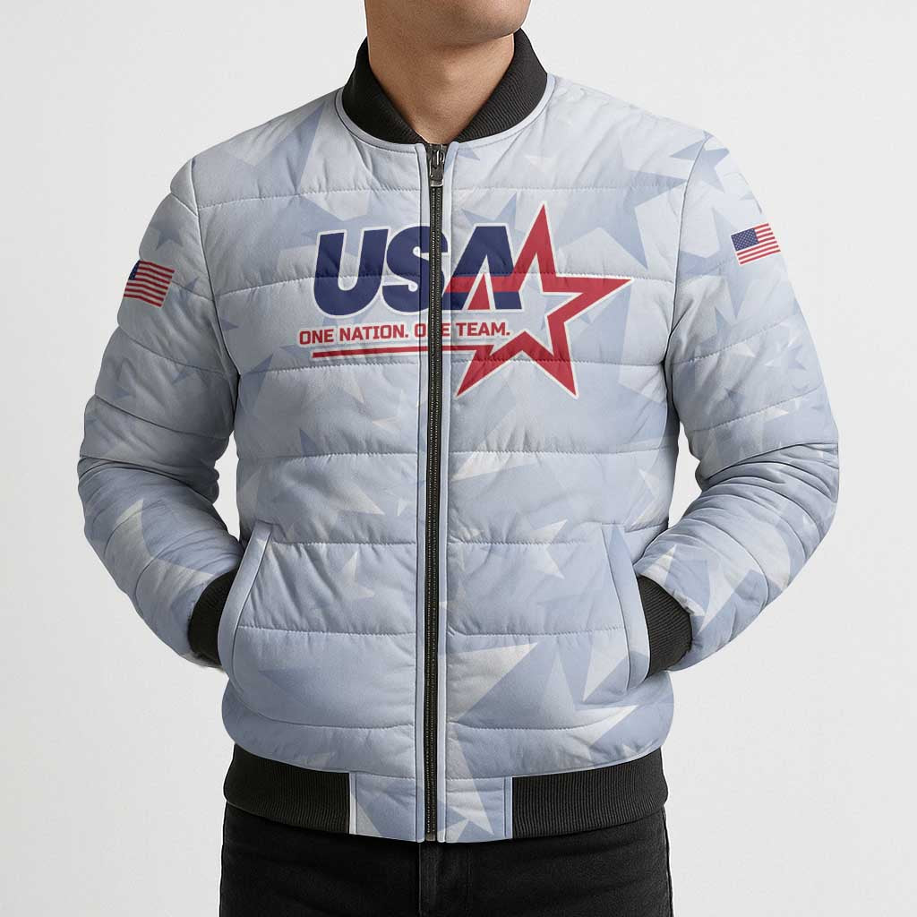 Custom USA Soccer Team 2026 Bomber Puffer Jacket One Nation One Team - Wonder Print Shop