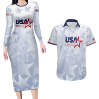 Custom USA Soccer Team 2026 Couples Matching Long Sleeve Bodycon Dress and Hawaiian Shirt One Nation One Team - Wonder Print Shop