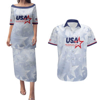 Custom USA Soccer Team 2026 Couples Matching Puletasi and Hawaiian Shirt One Nation One Team - Wonder Print Shop