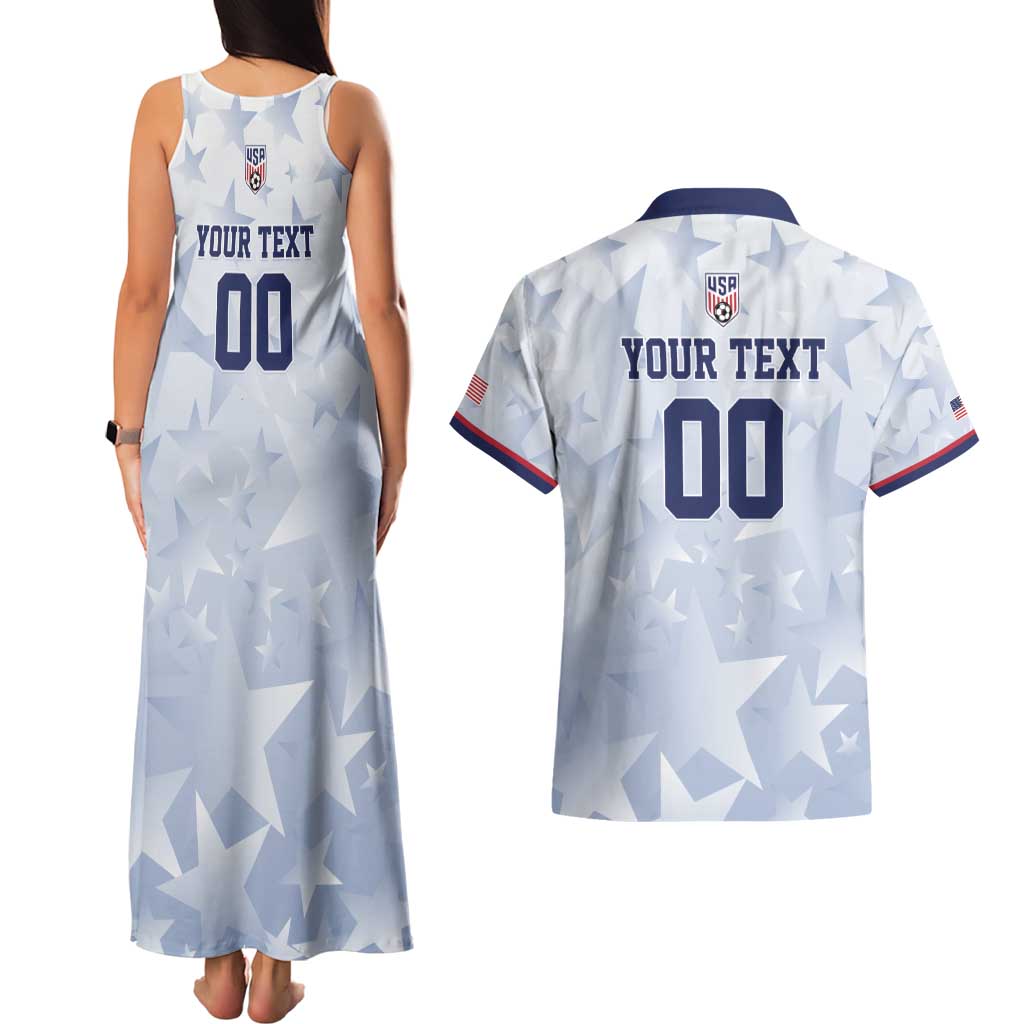 Custom USA Soccer Team 2026 Couples Matching Tank Maxi Dress and Hawaiian Shirt One Nation One Team - Wonder Print Shop