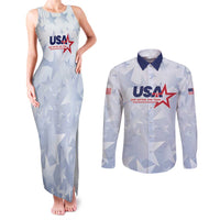 Custom USA Soccer Team 2026 Couples Matching Tank Maxi Dress and Long Sleeve Button Shirt One Nation One Team - Wonder Print Shop
