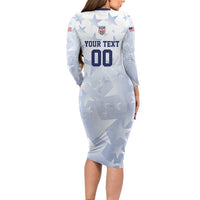 Custom USA Soccer Team 2026 Family Matching Long Sleeve Bodycon Dress and Hawaiian Shirt One Nation One Team - Wonder Print Shop
