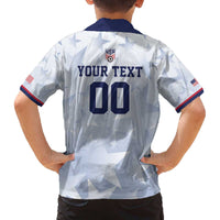 Custom USA Soccer Team 2026 Family Matching Off The Shoulder Long Sleeve Dress and Hawaiian Shirt One Nation One Team - Wonder Print Shop