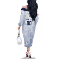 Custom USA Soccer Team 2026 Family Matching Off The Shoulder Long Sleeve Dress and Hawaiian Shirt One Nation One Team - Wonder Print Shop