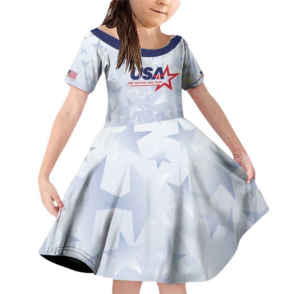 Custom USA Soccer Team 2026 Family Matching Off Shoulder Short Dress and Hawaiian Shirt One Nation One Team - Wonder Print Shop