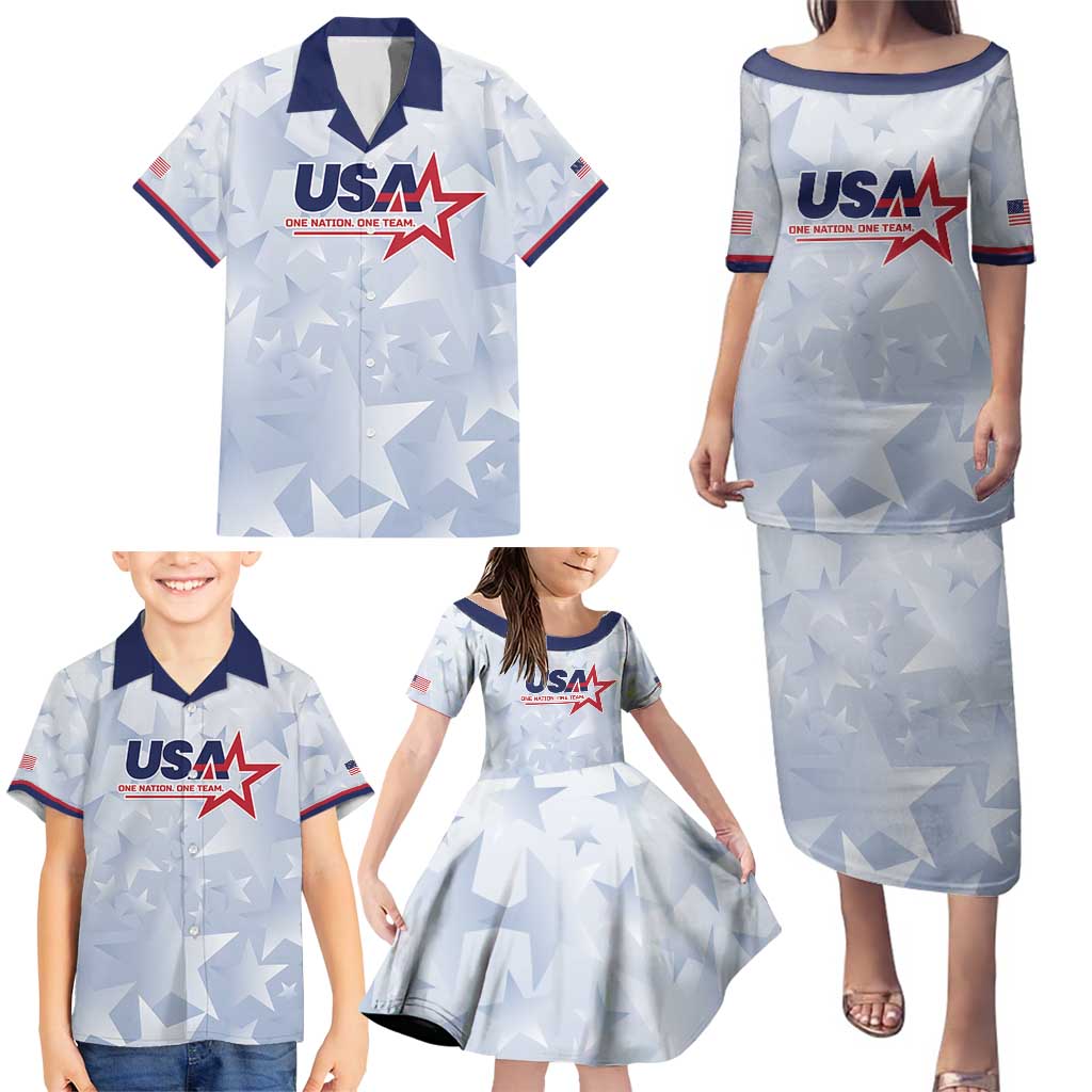 Custom USA Soccer Team 2026 Family Matching Puletasi and Hawaiian Shirt One Nation One Team - Wonder Print Shop