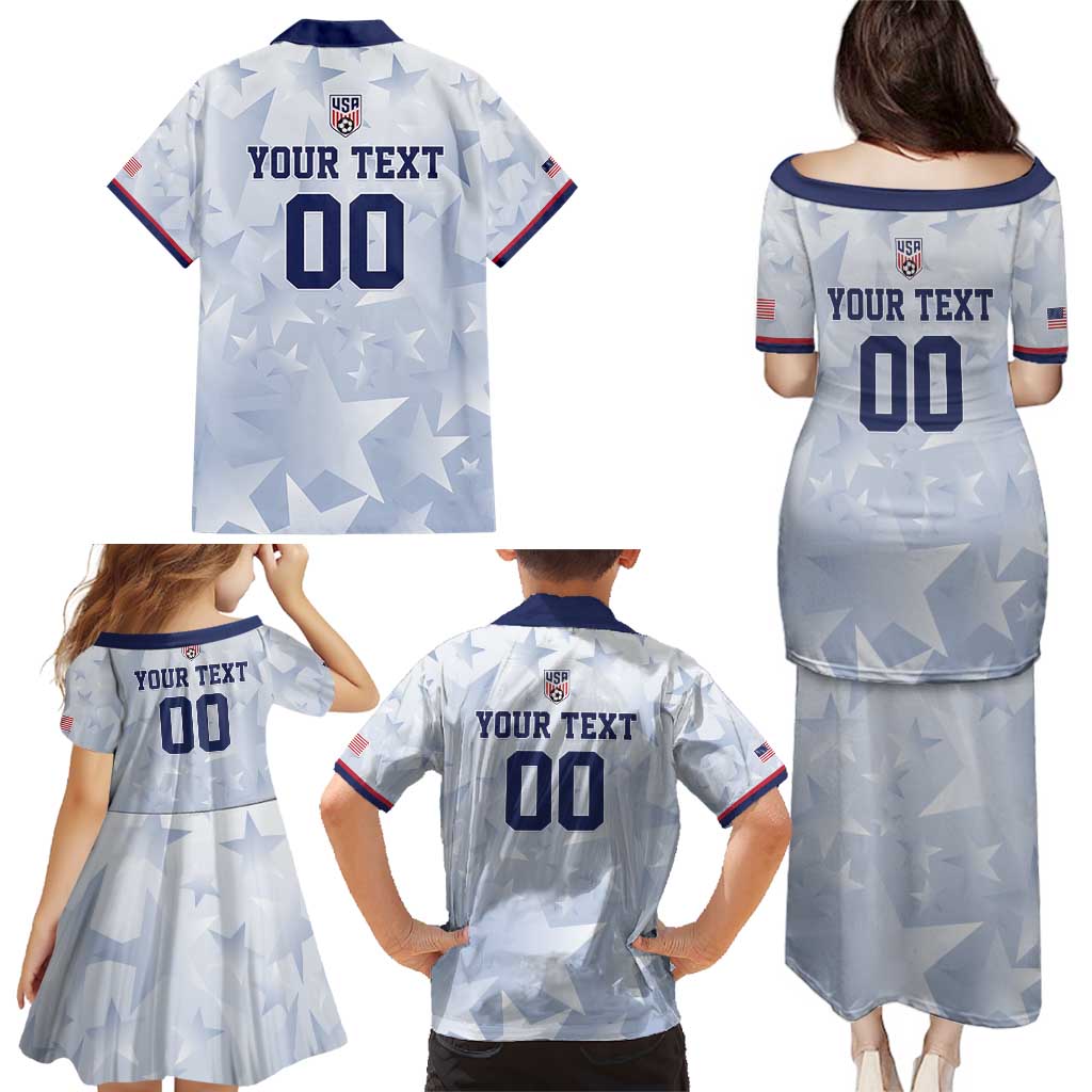 Custom USA Soccer Team 2026 Family Matching Puletasi and Hawaiian Shirt One Nation One Team - Wonder Print Shop