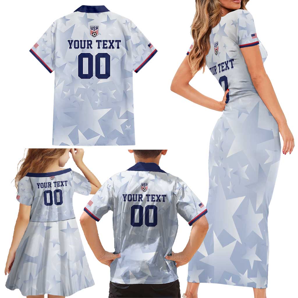 Custom USA Soccer Team 2026 Family Matching Short Sleeve Bodycon Dress and Hawaiian Shirt One Nation One Team - Wonder Print Shop