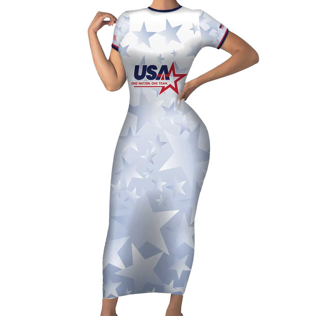 Custom USA Soccer Team 2026 Family Matching Short Sleeve Bodycon Dress and Hawaiian Shirt One Nation One Team - Wonder Print Shop