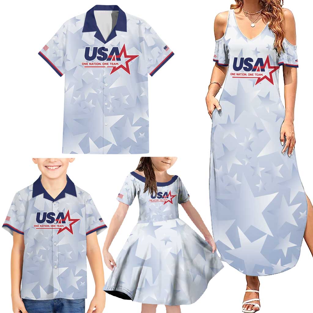 Custom USA Soccer Team 2026 Family Matching Summer Maxi Dress and Hawaiian Shirt One Nation One Team - Wonder Print Shop
