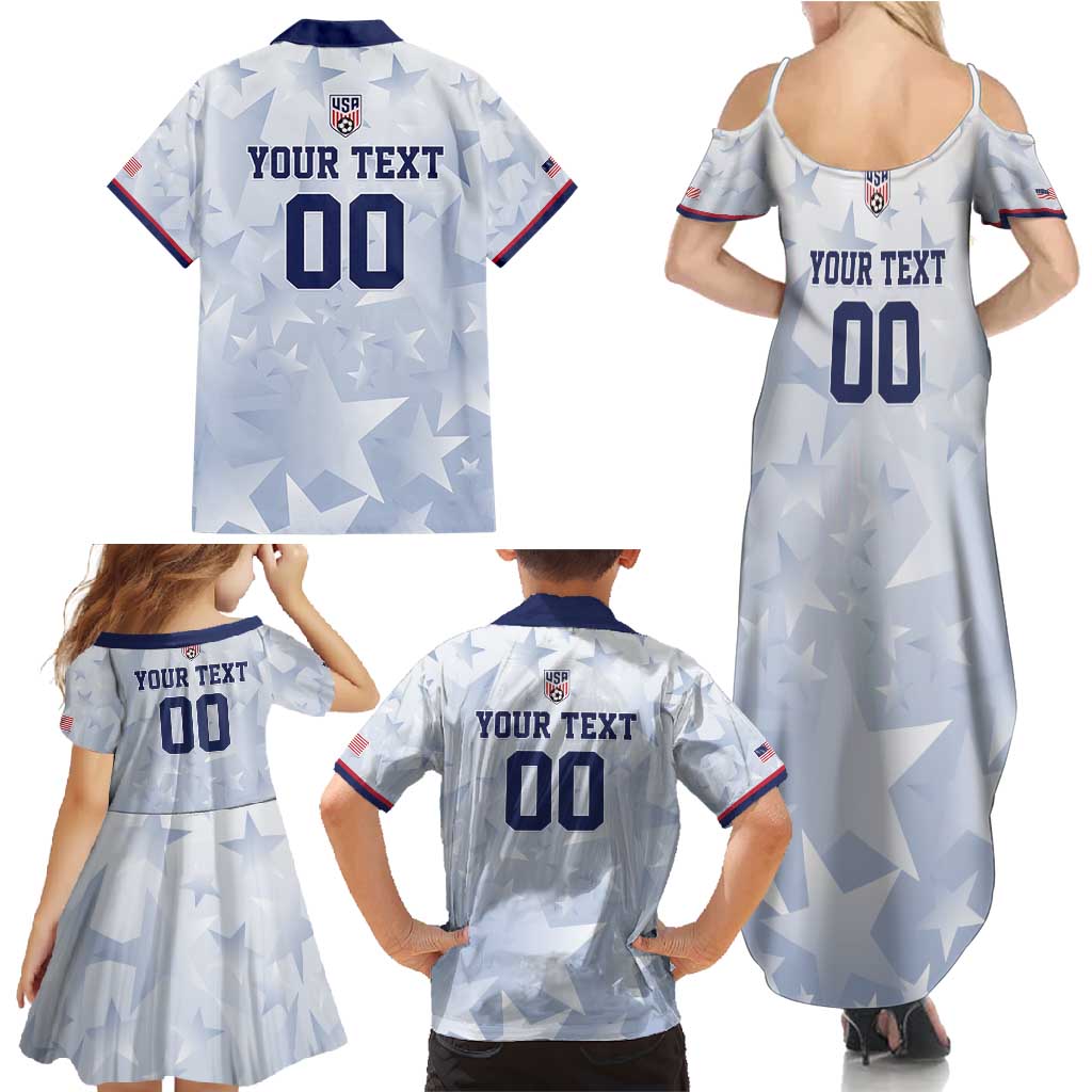 Custom USA Soccer Team 2026 Family Matching Summer Maxi Dress and Hawaiian Shirt One Nation One Team - Wonder Print Shop