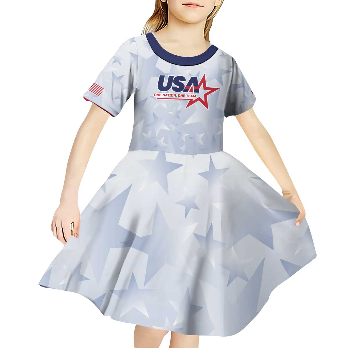 Custom USA Soccer Team 2026 Kid Short Sleeve Dress One Nation One Team - Wonder Print Shop